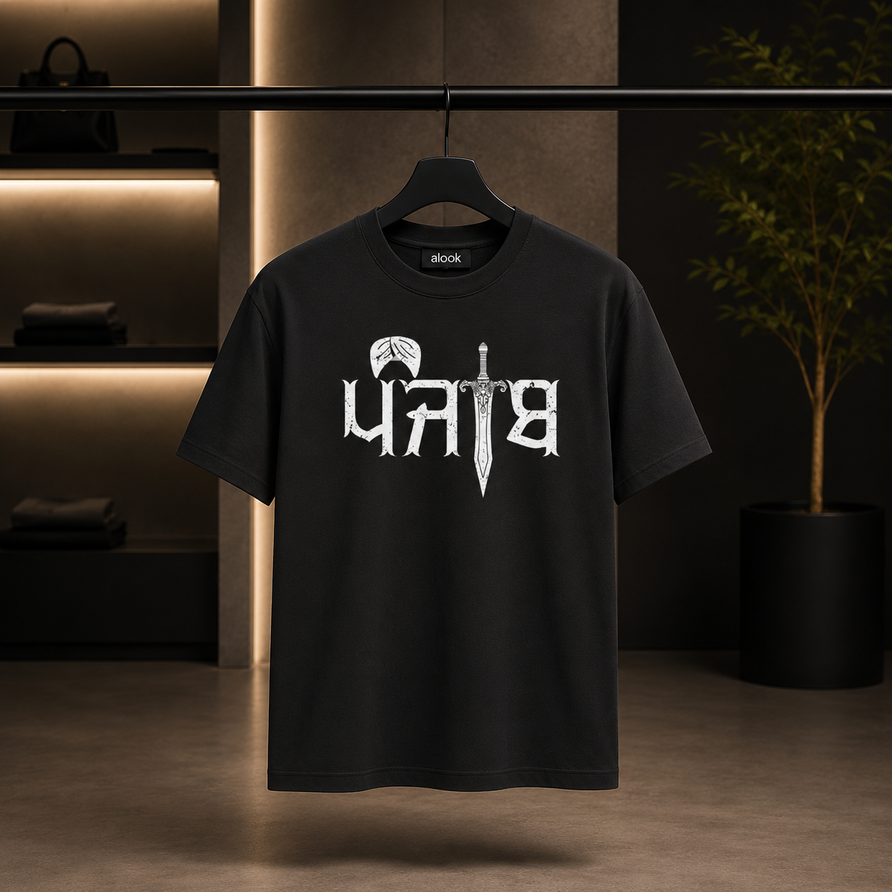 Sant Sipahi Punjabi Typography Round Neck Half Sleeve T-Shirt | Black